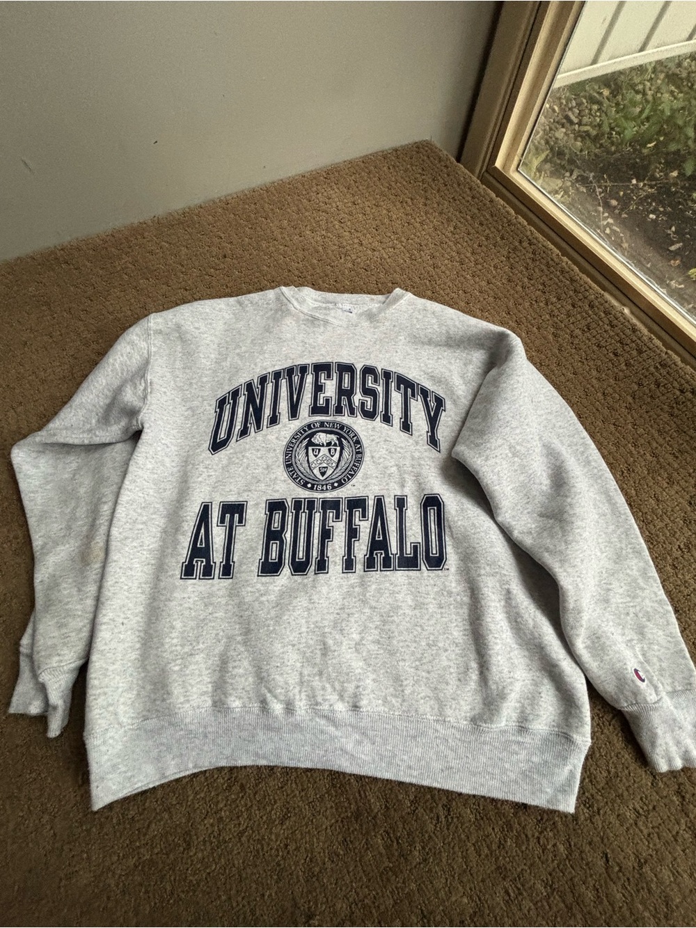 University at Buffalo Gray Crewneck Sweatshirt vintage made in USA large